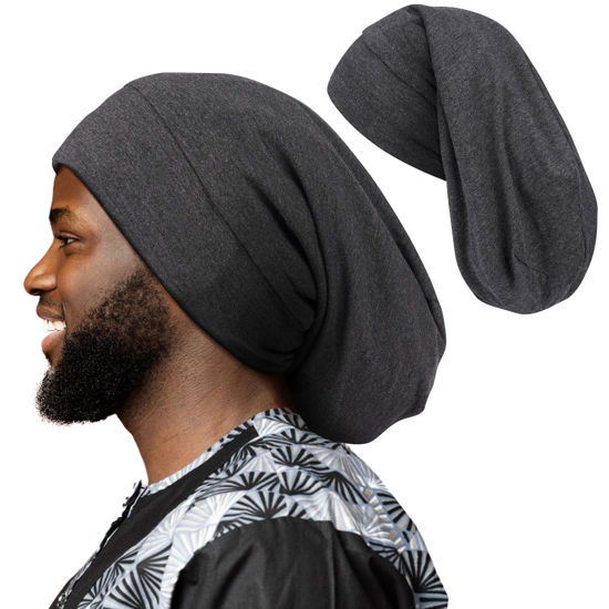 Picture of OLESILK 100% Silk Dreadlock Cap, Silk Bonnet for Long Hair, Braid Bonnet for Sleeping, Extra Large Bonnet for Women&Men, Loc Cap Hair Cover