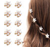 Picture of 10 Pcs Small Mini Pearl Claw Clips with Flower Design, Sweet Artificial Bangs Clips Decorative Hair Accessories for Women Girls