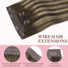 Picture of GOO GOO Wire Hair Extensions Human Hair, 4/26/4 Chocolate Brown with Honey Blonde Balayage 20inch 140g, Invisible Wire Hair Extensions with Transparent, Seamless Fish Line Hairpiece