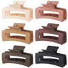 Picture of Sisiaipu Hair Clip, 3.5 Inch Medium Square Claw Clips Rectangle Clips 6 Pack Rubber Paint Acrylic Plastic Metal, Non-Slip Design for Women Girls - Coffee