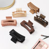 Picture of Sisiaipu Hair Clip, 3.5 Inch Medium Square Claw Clips Rectangle Clips 6 Pack Rubber Paint Acrylic Plastic Metal, Non-Slip Design for Women Girls - Coffee