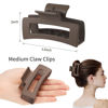 Picture of Sisiaipu Hair Clip, 3.5 Inch Medium Square Claw Clips Rectangle Clips 6 Pack Rubber Paint Acrylic Plastic Metal, Non-Slip Design for Women Girls - Coffee