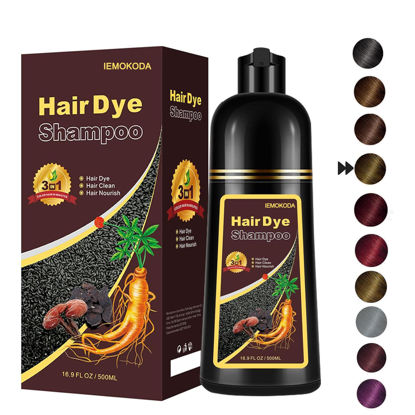 Picture of Natural Chestnut Brown Hair Dye Shampoo 3 in 1, Instant Brown Hair Shampoo, Hair Color Shampoo, Shampoo Para Canas Mejur & Champu Para Canas, Shampoo Hair Dye (Chestnut Brown)