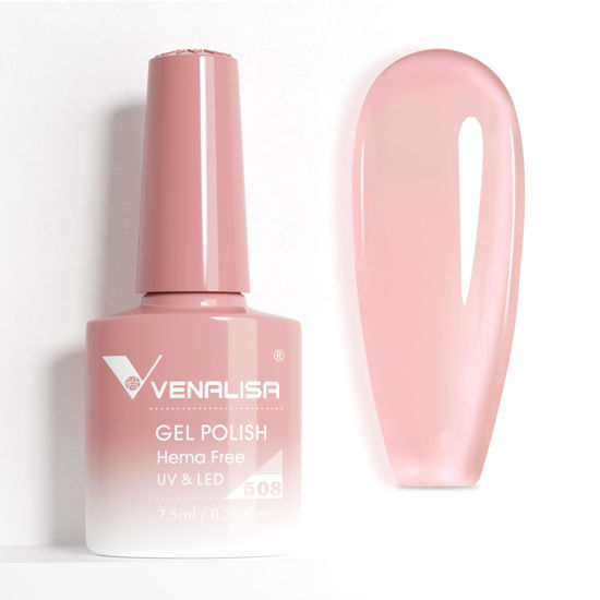 Picture of VENALISA Jelly Gel Polish 1 Pcs Translucent Nude Pink Gel Nail Polish Soak Off UV Gel DIY at Home Manicure Salon Nail Art For Girls Women