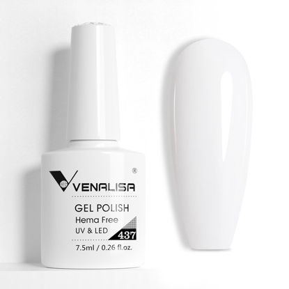 Picture of VENALISA White Gel Nail Polish 1 Pcs Pure White Color Gel Polish Soak Off UV Gel DIY at Home Manicure Salon Nail Art For Girls Women