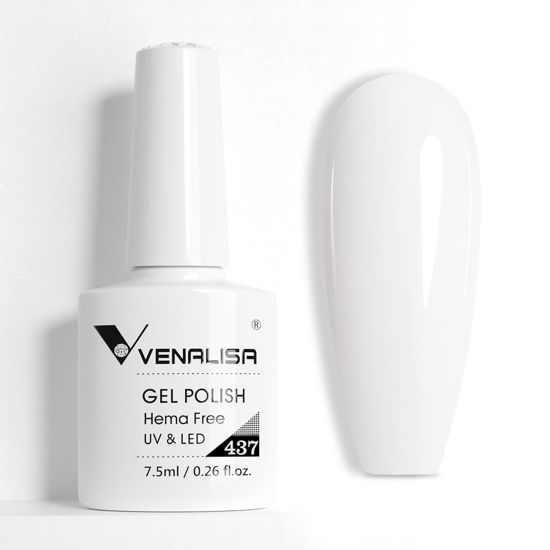Picture of VENALISA White Gel Nail Polish 1 Pcs Pure White Color Gel Polish Soak Off UV Gel DIY at Home Manicure Salon Nail Art For Girls Women