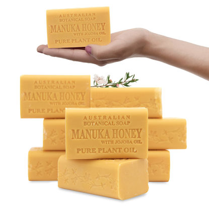 Picture of Australian Botanical Soap, Manuka Honey with Jojoba Oil 6.6 oz. (187g) Soap Bars | Natural Soap Base | All Skin Types | Women & Men | Shea Butter Enriched Bar Soap - Pack of 8