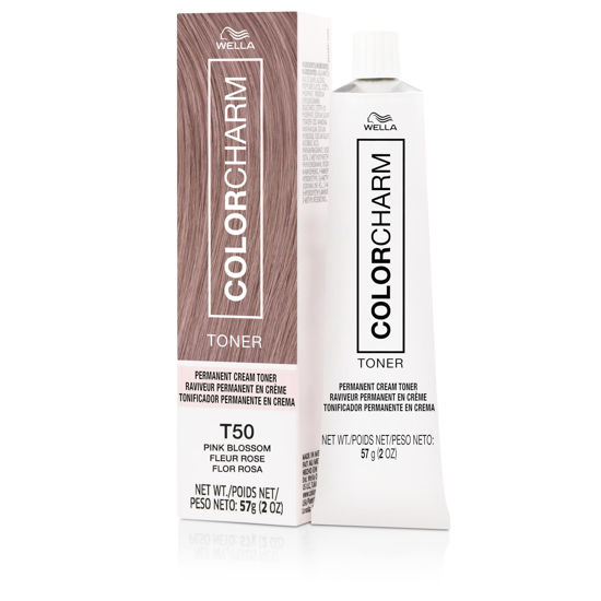 Picture of COLORCHARM Permanent Crème Toner| Free of Animal-Derivied Ingredients| Parabens Free| Gluten Free| T50 Pink Blossom| 2 Fl Oz