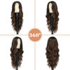 Picture of NAYOO 26 Inch Long Curly Middle Part Synthetic Heat Resistant Fiber Wig for Women - Daily Use Party Wig in Dark Brown
