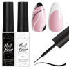 Picture of Makartt Gel Nail Polish Liner Set 8ML 2 Colors White and Black for Winter French Nail Art French Tips Swirls DIY Manicure Soak Off UV Curing with Thin Brush