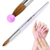 Picture of SAVILAND Kolinsky Acrylic Nail Brush: Size 10 Kolinsky Hair Professional Acrylic Brush for Nails Art Extension & Acrylic Powder Application, Blue Aurora Glitter Nail Brush Salon-Grade Manicures Home