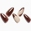 Picture of GLAMERMAID French Tip Nude Brown Press on Nails Medium Almond, Curve Glossy Jelly Soft Gel Glue on Nails Stiletto, Fake Nails Short Oval, Reusable Acrylic Stick on False Nails Kit for Women
