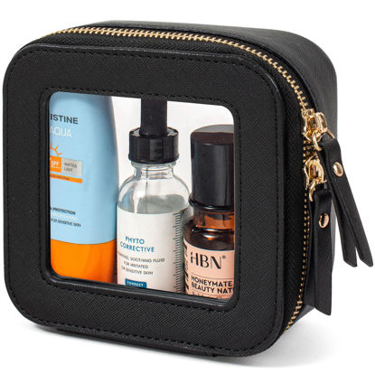 Picture of LETGO Clear Makeup Bags Small, Small Clear Makeup Bag for Purse,Mini Clear Makeup Pouch Purse Organizer Fit Carry-on Travel Essentials,Clear Cosmetic Bags for Car Accessories for Women (Mini-Black)