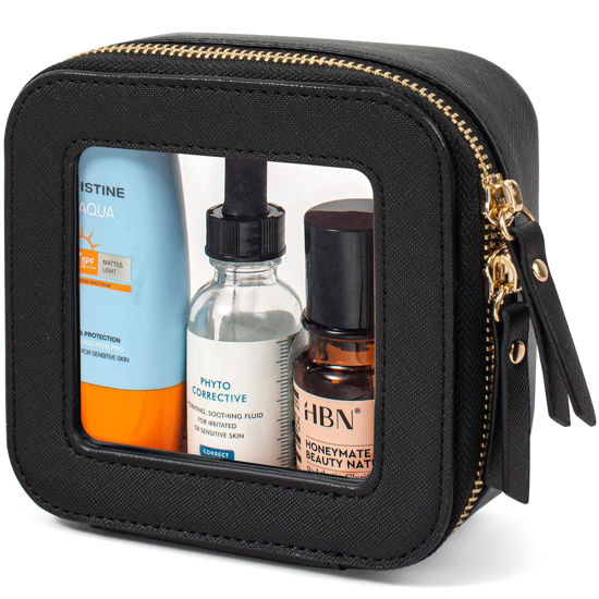 Picture of LETGO Clear Makeup Bags Small, Small Clear Makeup Bag for Purse,Mini Clear Makeup Pouch Purse Organizer Fit Carry-on Travel Essentials,Clear Cosmetic Bags for Car Accessories for Women (Mini-Black)