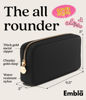 Picture of Embla Makeup Bag Travel Cosmetics Pouch and Toiletry Bag, Nylon Zipper Pouch Purse, Cute Make Up Organizer Storage Tote for Women Girls, Waterproof Travel Skincare Case, Small Makeup Bags, Black