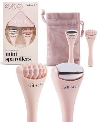 Picture of Kitsch Mini Facial Roller & Ice Face Roller Skin Care Tool Set for Women - Face Massager for Puffy Eyes, Cold Therapy, Lymphatic Drainage Massager, Self Care Valentines Gift for Men & Women - Blush