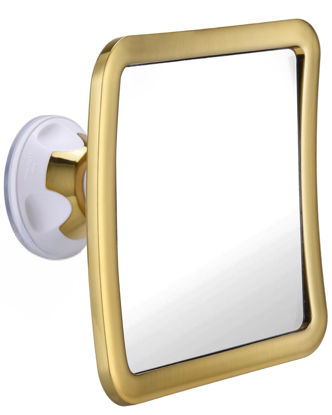 Picture of MIRRORVANA Fogless Shower Mirror for Shaving with Improved Suction and 360° Swivel - Unbreakable Fog Free Mirror for Men and Women - 6.3" x 6.3" (Gold)
