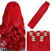 Picture of WindTouch Clip in Hair Extensions Real Human Hair Bright Red Hair Extensions 70g 12Inch Hair Extensions 7PCS Red Clip in Hair Extensions Soft Hair Extensions Real Human Hair