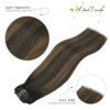 Picture of WindTouch Clip in Hair Extensions Real Human Hair Highlights Brown Hair Extensions 70g 22Inch #2T6P2 Balayage Dark Brown to Chestnut Brown 7PCS Real Human Hair Clip ins
