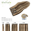 Picture of WindTouch Clip in Hair Extensions Human Hair 70g #4p27 Balayage Chocolate Brown to Dark Blonde 22Inch 7PCS Hair Extensions