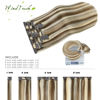 Picture of WindTouch Clip in Hair Extensions Real Human Hair 85g Hair Extensions Real Human Hair Clip Ins #6p613 Light Medium Brown to Blonde 18 inch 7pcs Thick Soft Brown Hair Extensions