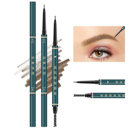 Picture of Thin Eyebrow Pencil,3 PCS Professional Waterproof Makeup Micro Brow Pencil,Brow Kit with Eyebrow Brush and Razor,Ultra-Fine Mechanical Pencil,Eye Brow Pencils for Women Brown