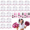 Picture of Tisancy 16 Pcs 8" Large Cheer Hair Bow and 15 Sheets Breast Cancer Awareness Temporary Tattoos Ribbon Stickers for Fundraising Party Teen Girls College Cheerleading Decoration(White Ribbon)