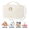 Picture of Meiyuuo Cute Makeup Bag Small Cosmetic Bags for Women Medium Pouch Toiletry Bag Waterproof Organizer(Light Beige)
