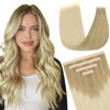 Picture of DOORES Hair Extensions Real Human Hair, Light Brown to Golden Platinum Blonde 10 Inch 20g 10pcs, Tape in Hair Extensions Human Hair Natural Seamless Hair Extensions