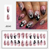 Picture of 24Pcs Halloween Press on Nails Almond Medium False Nails Glitter Flame French Tip Fake Nails with Ghost Designs Halloween Glue on Nails Spider Web Stick on Nails for Women Girls DIY Halloween Nails