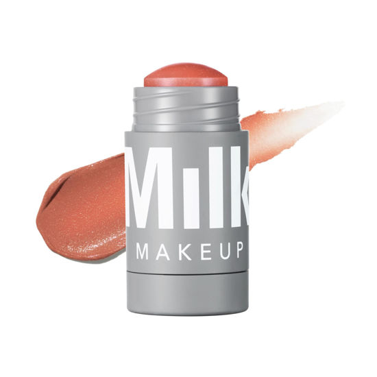 Picture of Milk Makeup Lip + Cheek, Smirk (Dusty Rose with Shimmer) - 0.21 fl oz - Cream Blush & Lip Color - Buildable & Blendable - 1,000+ Swipes Per Stick - Non-Comedogenic - Vegan, Cruelty Free