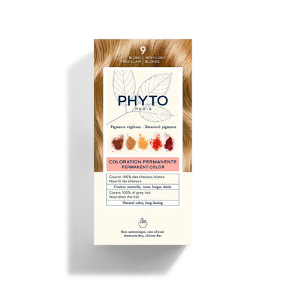 Picture of PHYTO Phytocolor Permanent Hair Color, 9 Very Light Blonde, with Botanical Pigments, 100% Grey Hair Coverage, Ammonia-free, PPD-free, Resorcin-free, 0.42 oz.