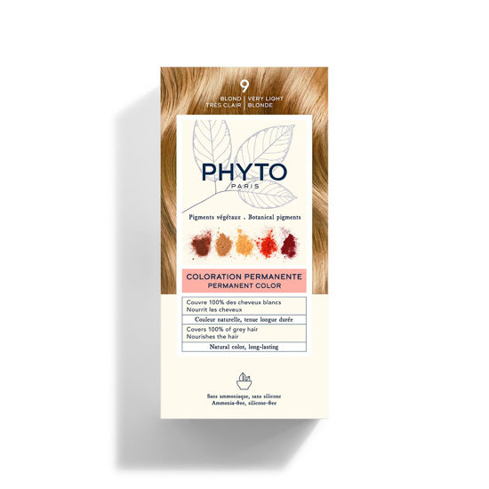 Picture of PHYTO Phytocolor Permanent Hair Color, 9 Very Light Blonde, with Botanical Pigments, 100% Grey Hair Coverage, Ammonia-free, PPD-free, Resorcin-free, 0.42 oz.