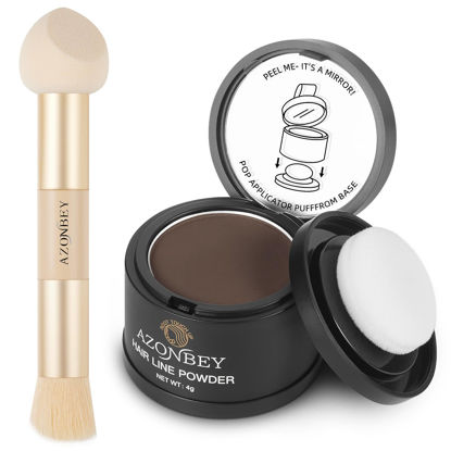 Picture of Root Touch Up Sets,Hairline Powder for Women Cover Up- Hairline Concealer for Thin and Thinning Hair, Water & Sweat Resistant,Contain Azonbey Makeup Brush (Med Brown, Med-Makeup Brush)