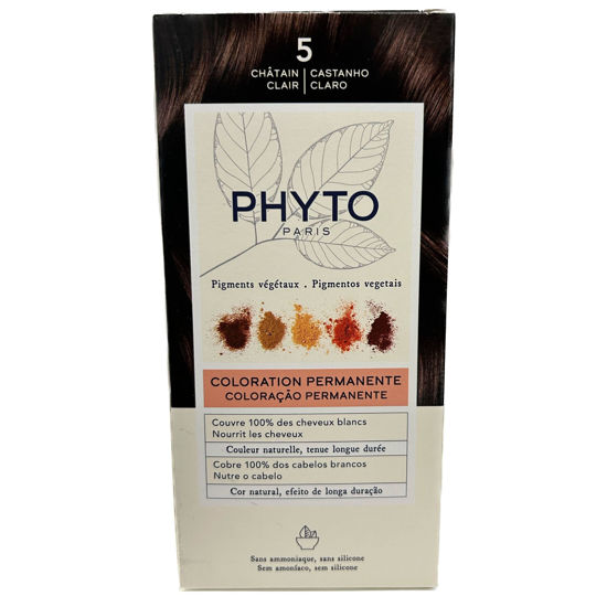 Picture of PHYTO Phytocolor Permanent Hair Color, 5 Light Brown, with Botanical Pigments, 100% Grey Hair Coverage, Ammonia-free, PPD-free, Resorcin-free, 0.42 oz.