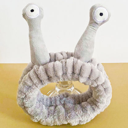 Picture of Jowmoy Cute grey Snail Headband, Headband to Wash Face for Women Makeup Shower Spa Headband
