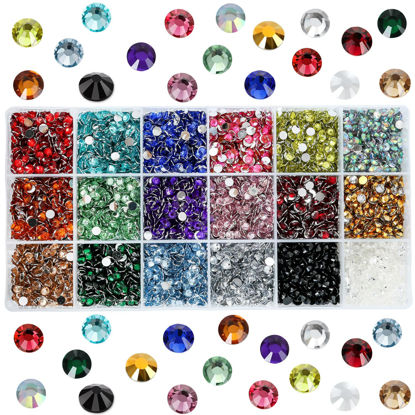 Picture of 10588Pcs 5mm Mixed Color Flatback Rhinestones Kit for Nail Crafts DIY Decoration Non-hotfix Resin Round Shape Crystal