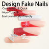 Picture of 24Pcs Long Press on Nails Christmas French Fake Nails 3D Butterfly Rhinestone with Designs Full Cover Nails Tips Coffin Artificial False Nails Xmas Nail Decoration Glitter Snowflake New Year for Women