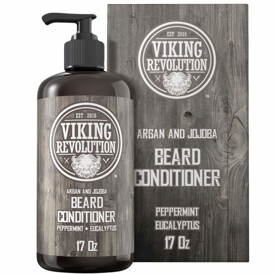 Picture of Viking Revolution Beard Conditioner w/Argan & Jojoba Oils - Softens & Strengthens - Natural Peppermint and Eucalyptus Scent- Beard Conditioner w/Beard Oil (17oz Conditioner)