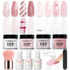 Picture of AZUREBEAUTY Dip Powder Nail Kit Starter, Clear Pale Pink Glitter, 4 Colors Pink Tones Dipping Powder Set, French Nail Art Base Top Coat Activator Liquid All Seasons Manicure DIY Salon 12 PCS