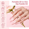 Picture of AZUREBEAUTY Dip Powder Nail Kit Starter, Clear Pale Pink Glitter, 4 Colors Pink Tones Dipping Powder Set, French Nail Art Base Top Coat Activator Liquid All Seasons Manicure DIY Salon 12 PCS