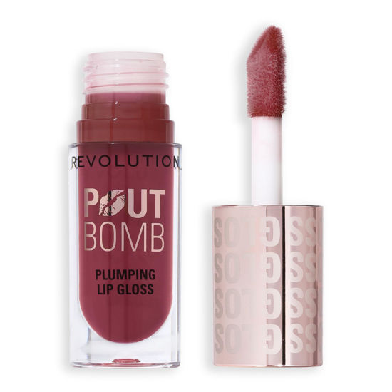 Picture of Revolution Beauty, Pout Bomb Plumping Lip Gloss, High-Shine for Glossy, Fuller & Plump Lips with Hyaluronic Acid & Peptides, Vegan & Cruelty-Free, Deep Rosewood Rose Pink, 0.15 Fl Oz