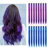 Picture of 16Pcs Color Clip in Hair Extensions Purple Blue Multiple Color Hair 20inch Colorful Straight Fashion Clip on Hairpieces for Girls Women(Purple + Blue)