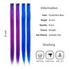 Picture of 16Pcs Color Clip in Hair Extensions Purple Blue Multiple Color Hair 20inch Colorful Straight Fashion Clip on Hairpieces for Girls Women(Purple + Blue)