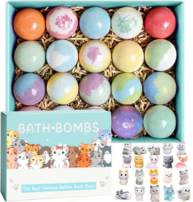 Picture of Kids Bath Bombs with Surprise Inside, 20 Pack Kids Bath Bombs Gift Set, Natural Organic Bubble Bath Kids Foam Bath, Kids Birthday Gifts for Girls Boys