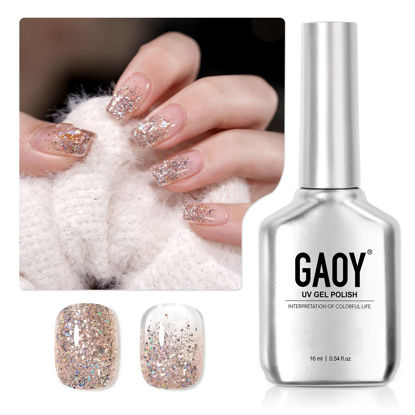 Picture of GAOY Glitter Gel Nail Polish, 16ml Champagne Sparkly Gel Polish, Diamond Shiny UV Gel for Nail Art, Soak Off Nail Polish Home DIY, 2349 Gilded Bubbles
