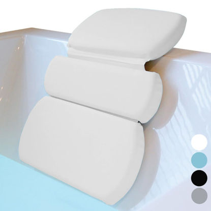 Picture of Gorilla Grip Bath Pillow for Tub, Improved Suction Cups, Luxury Bathtub Pillows, Headreast for Neck and Back Support, Relaxing Home Spa, Hot Tub and Bathroom Essentials, Gifts for Women, 3 Panel White