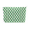 Picture of PAZIMIIK Knitted Checkered Makeup Bag Large Zipper Make Up Accessory Pouch for Purse Cosmetic Brush Bag for Travel Essential,Green