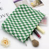 Picture of PAZIMIIK Knitted Checkered Makeup Bag Large Zipper Make Up Accessory Pouch for Purse Cosmetic Brush Bag for Travel Essential,Green