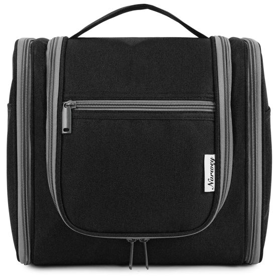 Picture of Hanging Toiletry Bag for Women Travel Makeup Bag Organizer Toiletries Bag for Cosmetics Essentials Accessories (Large, Black)